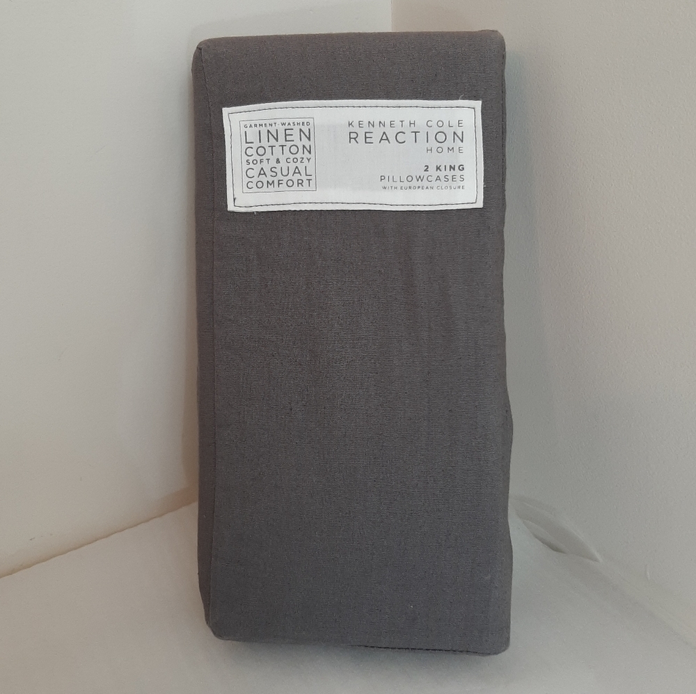 Kenneth Cole Linen Cotton Charcoal King Pillowcases
